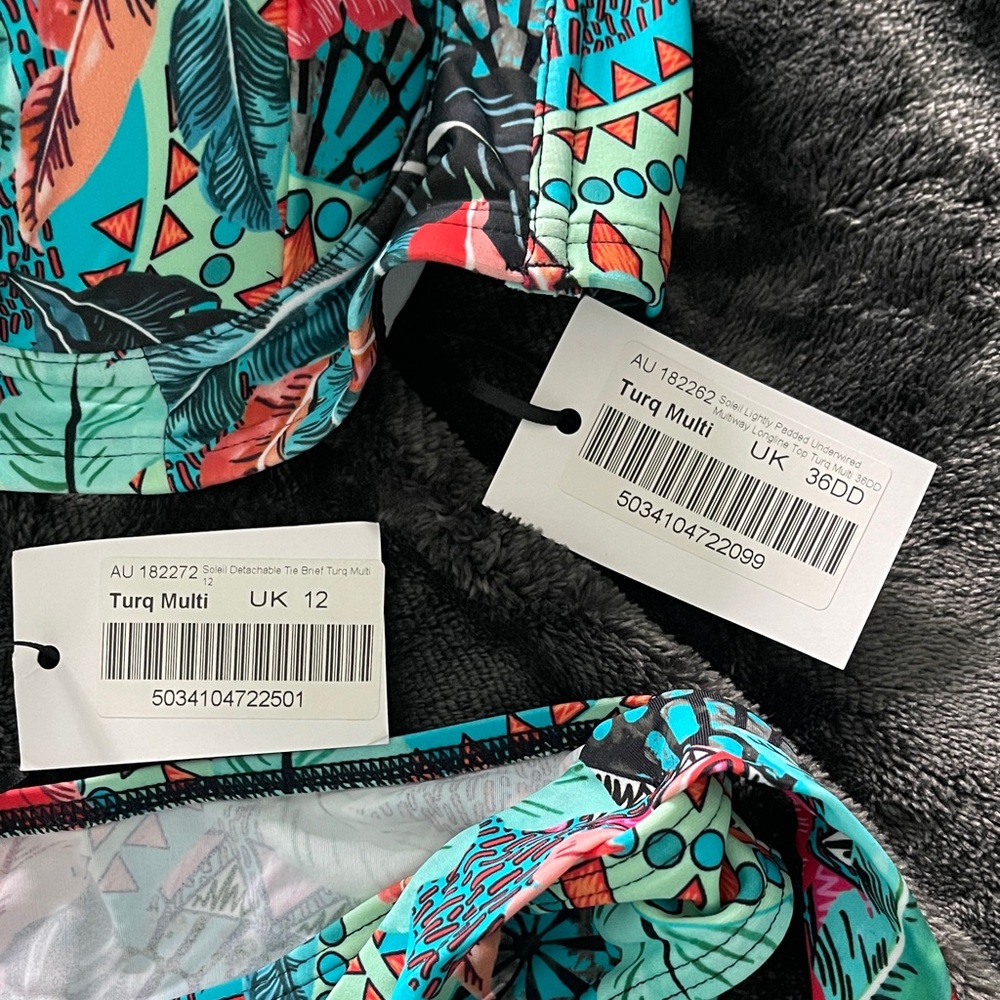 Pour Moi Tropical Print Underwire Bikini Set - Teal & Coral - Picture 2 of 2